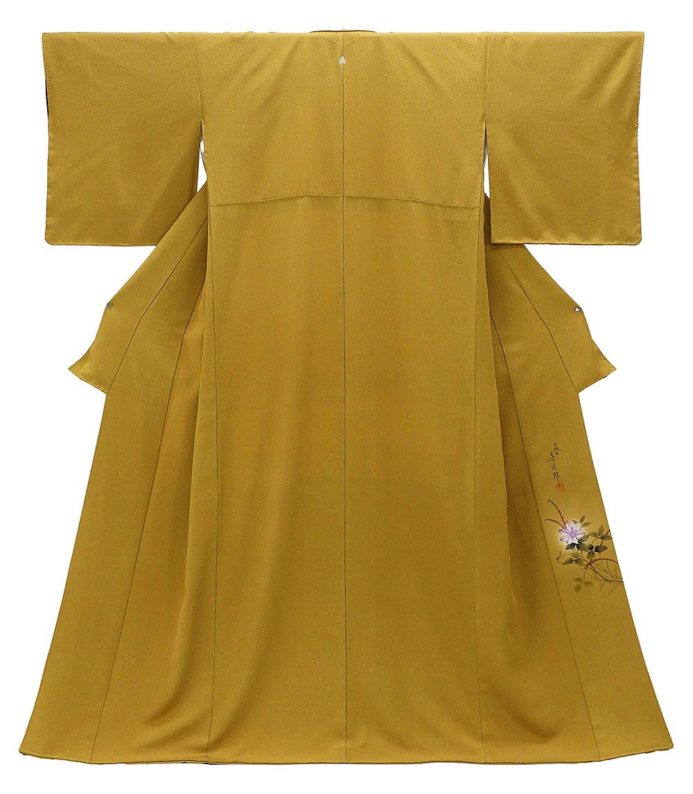 色無地 未着用 正絹 染色作家 二代目清次郎作 身丈165.5cm 裄丈66.5cm 色無地 沢潟 未使用 着物 a0903