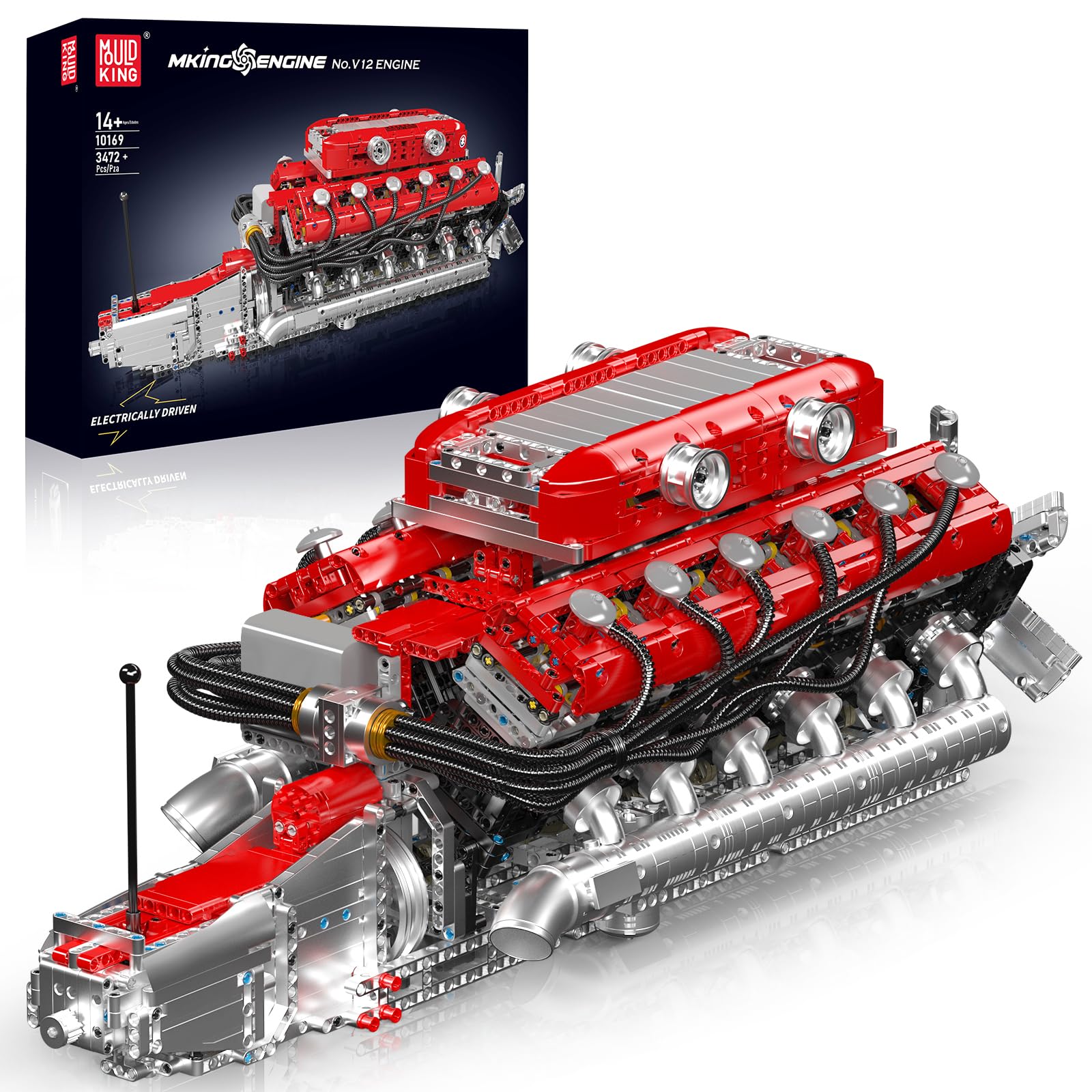 Mould King 10169 MOCテクニック V12シリンダー直列ガソリンエンジン シリンダーブロックキット モーター テクノロジー スポーツカー 電動モーター駆動 ブロックセット - モーター