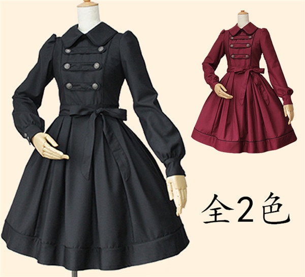ブラックコーデ 貴族 ヨーロッパ 可愛く豪華 コスプレ 衣装 コスチューム かわいい 演出 長袖 ドレス ブラック ワインレッド ワンピース ダンス パーティー ロリータ【XS/S/M/L/XL】