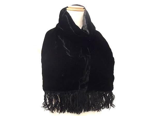 マフラー モノグラム エシャルプ ブルール レーヨン60％ キュプラ25％ シルク15％ - フリンジ ブラック ストール ブランド 高級 防寒 アクセサリー ギフト【本物保証】