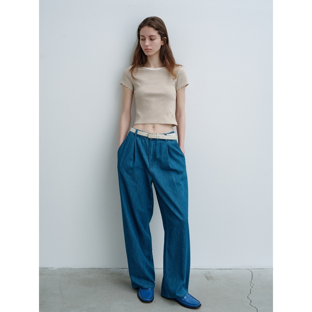 エーティーコーナーレーヨンワンタックワイドデニムパンツブルー (AEPA4B4D2B2)