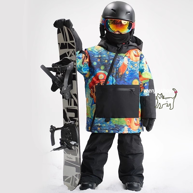 スノーボードウェア 2025 上下セット キッズ 子供 ベビー服 ジャケット アウター 緑色 オーバーオール つなぎパンツ ズボン スノボウェア スキーウェア 防寒着韓国風 女の子 男の子 こども