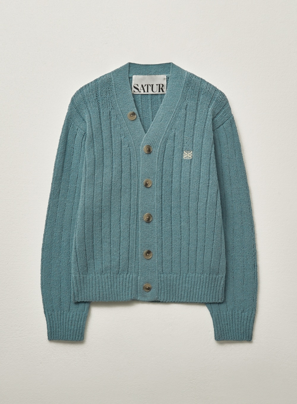 【SATUR】 FARO OVER SIZE BOUCLE CARDIGAN : FOG BLUE