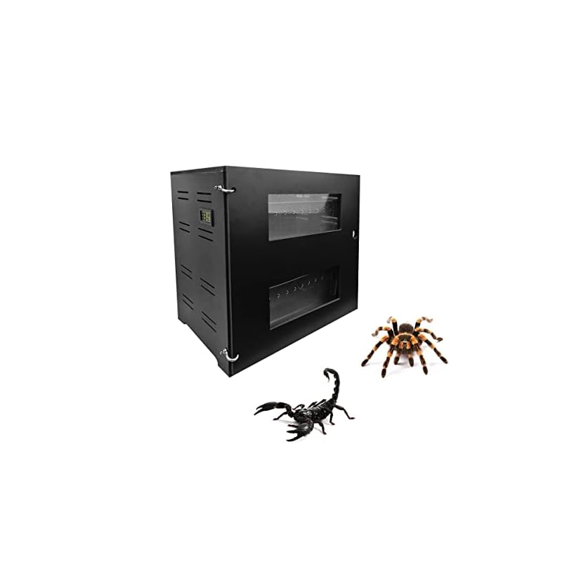 Karubi 爬虫類両生類用飼育ケース 爬虫類飼育ボックス 飼育ケージ ペットインキュベーター PVC爬虫類ボックス 蛇飼育 飼育ケースケージ 爬虫類餌箱 温度計/湿度計/2個飼育ケース付き 温度