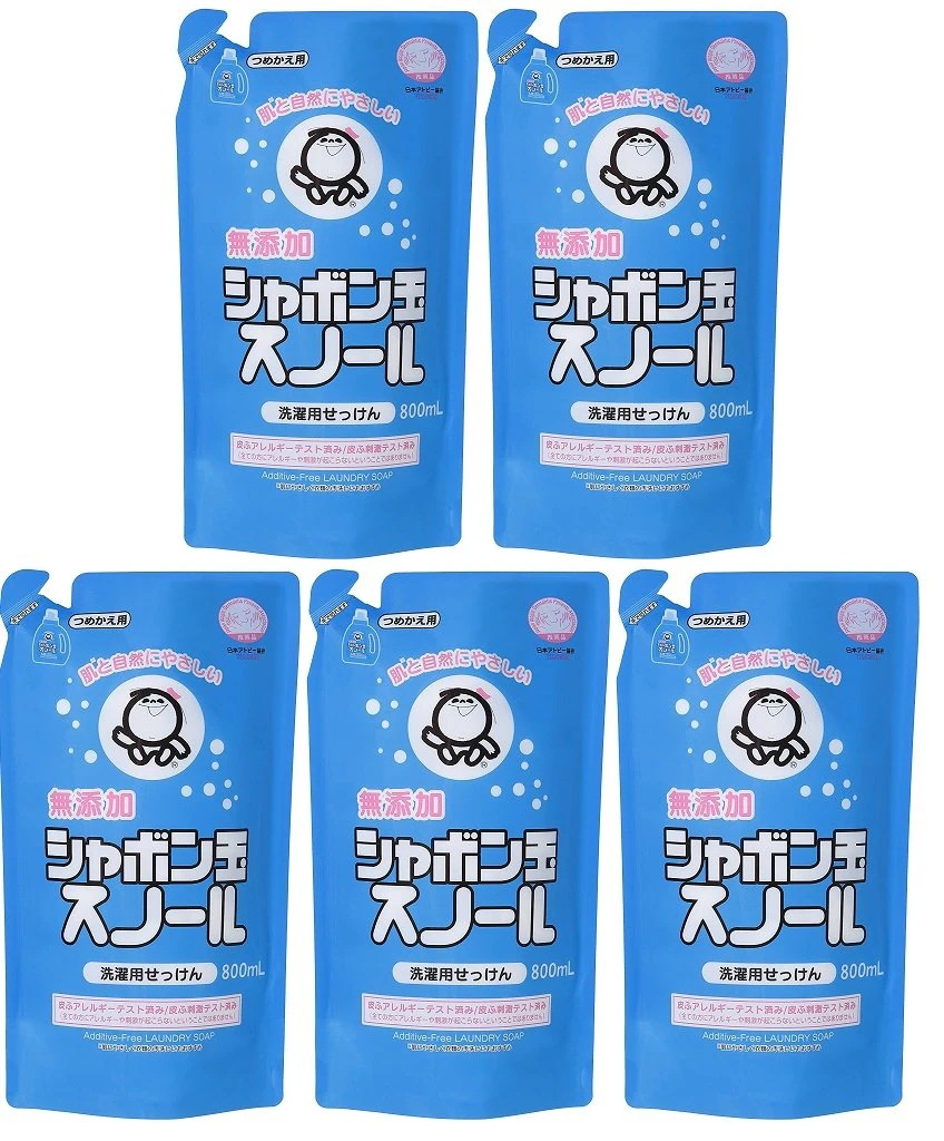 まとめ買い シャボン玉 衣料用液体洗剤 スノール つめかえ用 800ml×5個