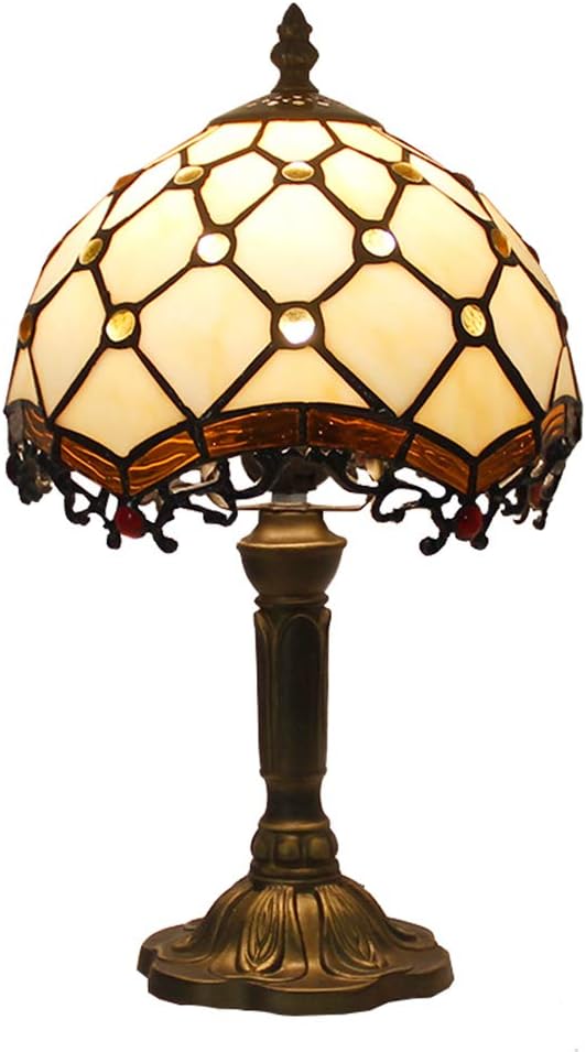 【調光スイッチタイプ】菱形網テーブルランプ 1灯 ステンドガラスランプ インテリアライト 贈り物 北欧 田舎風 ベッドサイド E26口金 LED対応 枕元ライト 枕元ランプ 5,984円