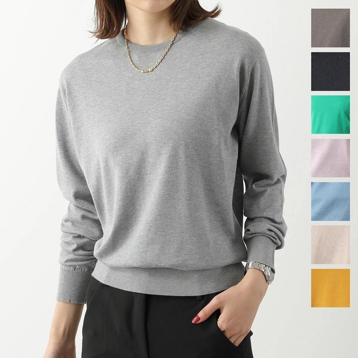 JOHN SMEDLEY ジョンスメドレー ニット EMMA COMMON FIT レディース 30G クルーネック 長袖 シーアイランドコットン カラー8色 【mega】