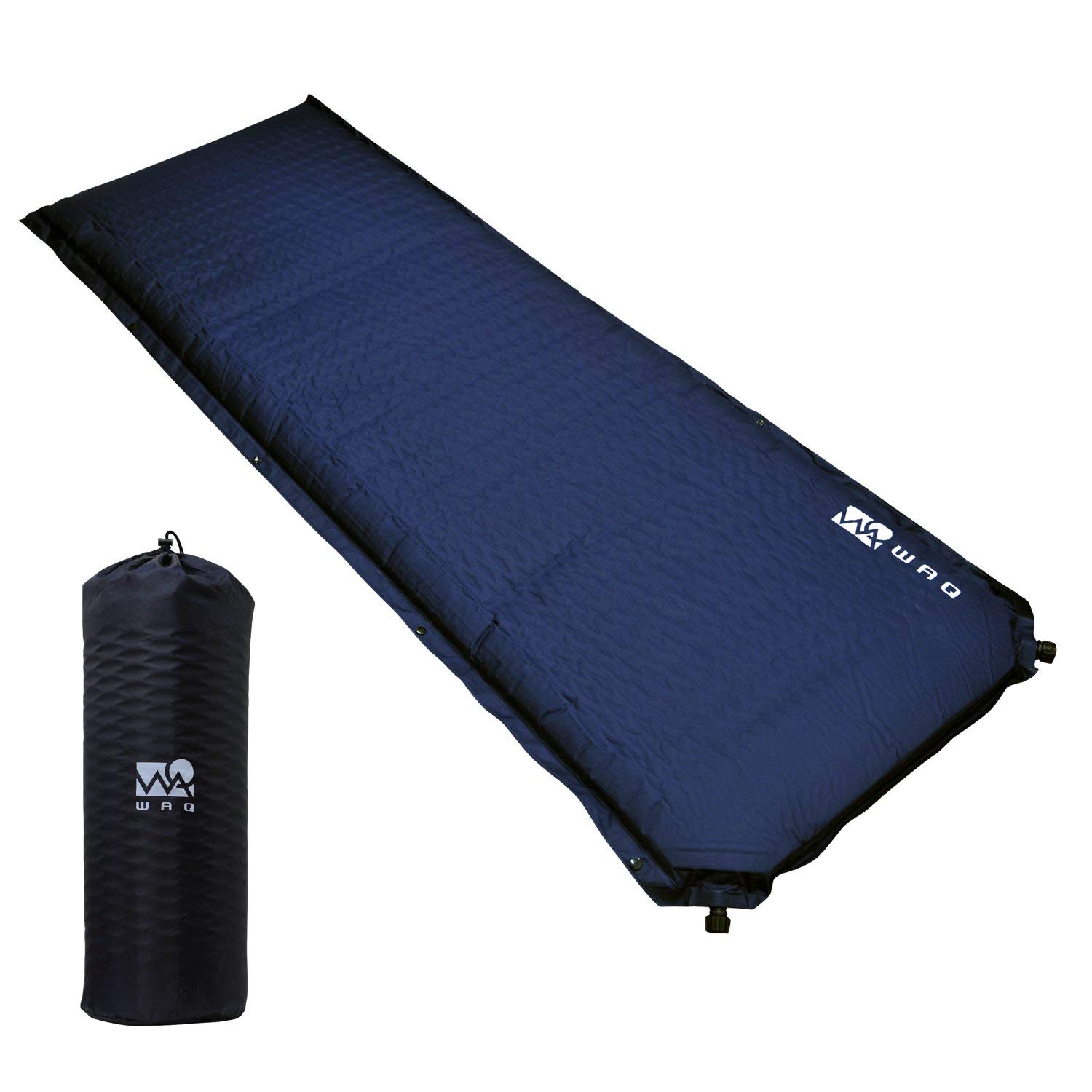 WAQ キャンプマット 車中泊マット 厚手 8cm コンパクト R値 6.0 特殊ウレタン 軽量 インフレーターマット (NAVY(ネイビー))