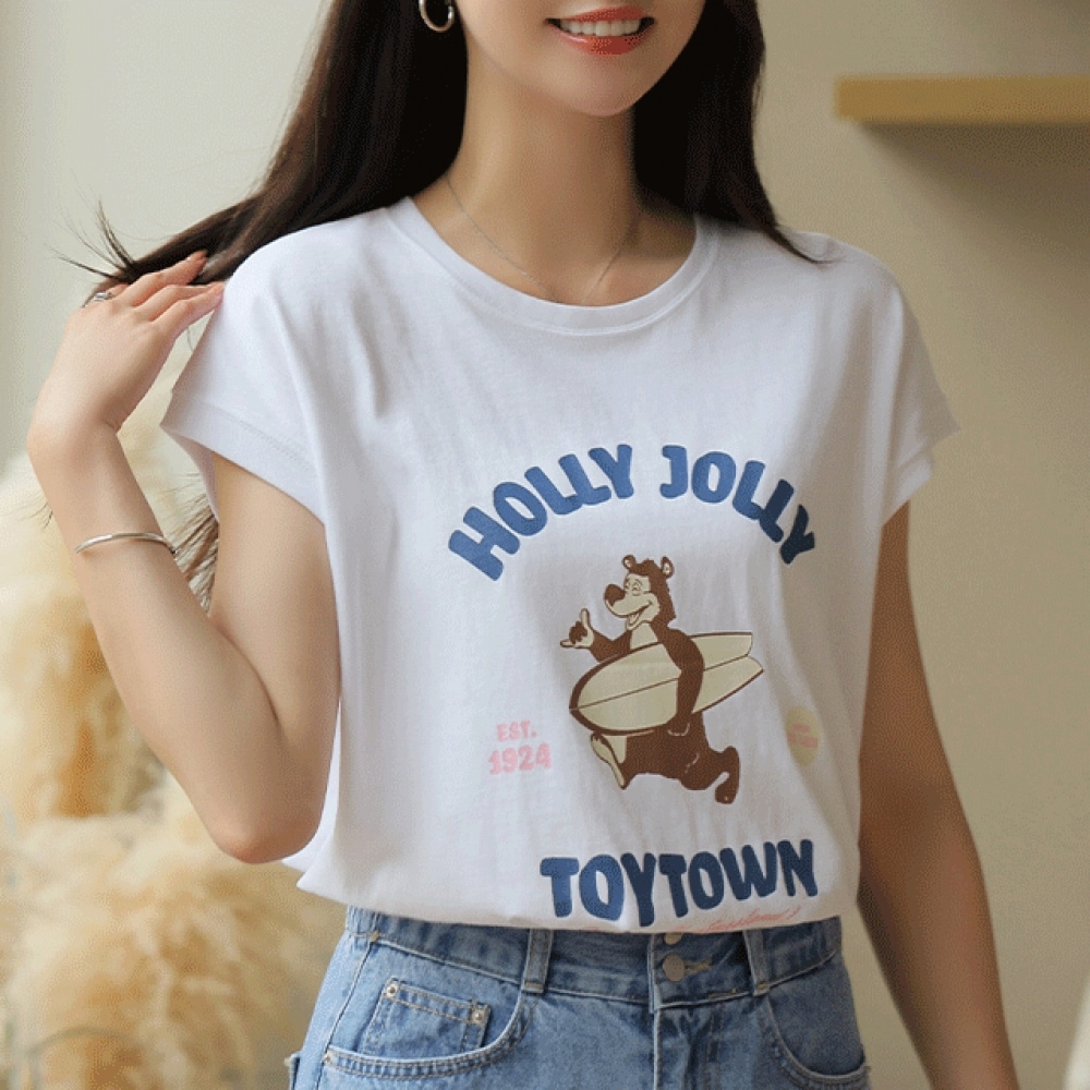 クリック＆ファニーホールベアプリントTシャツ