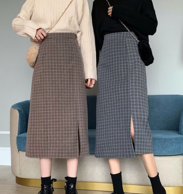 スカート デート ミモレ丈 スリム タイト コットン チェック柄 可愛い きれいめ 上品 おしゃれ かっこいい 可愛い ラブリー キュート ガーリー クール モード系 セクシー エレガント