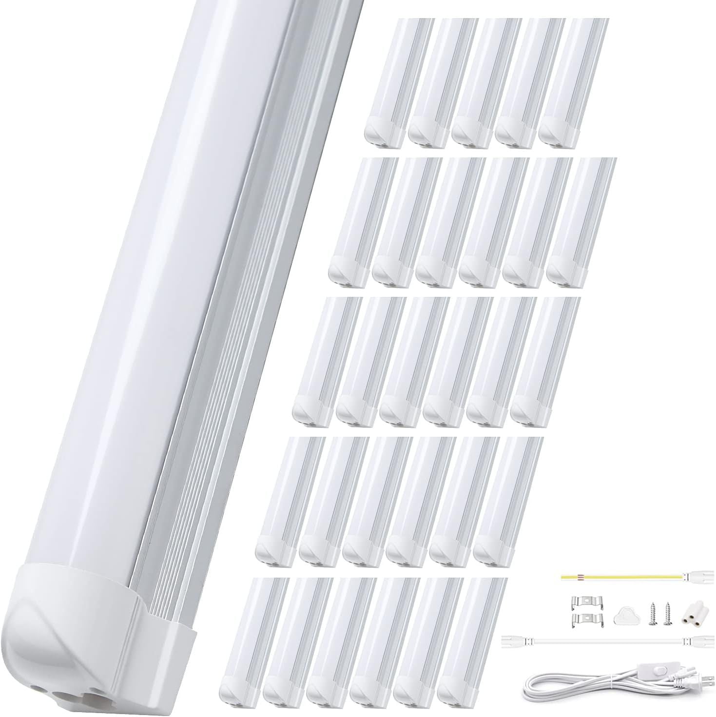 一体式led蛍光灯 20Ｗ形 直管 9.5Ｗ省エネ T8直感型 昼光色 高輝度1350LM 60cm 照明器具 ベースライト 高演色 天井 ガレージ 倉庫 キッチン 看板 作業補助灯 間接照明 工事不