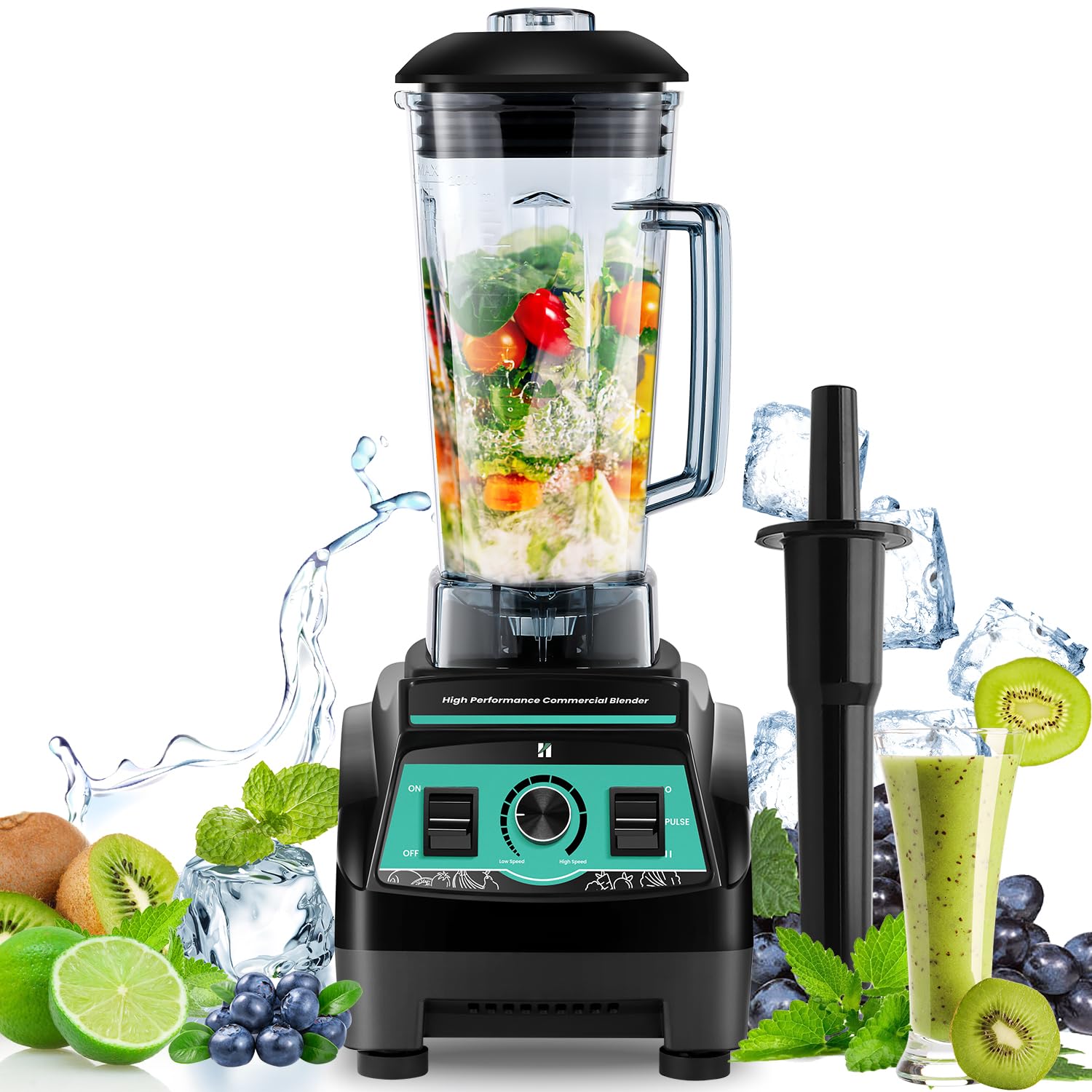 Huanyu 2200W ブレンダー 2L 業務用ミキサー 大容量 高速回転 一台多役 氷も砕ける 果物/野菜ジュース/離乳食/豆乳/スムージー ジュースミキサー PSE 過熱保護 日本語説明書付き
