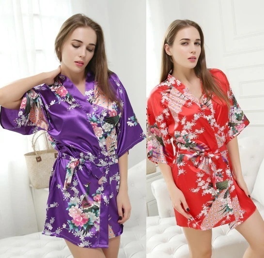 孔雀ガウン中袖パジャマバスローブレディース夏シルクシングル寝ガウンホームウェアebayレディースホーム