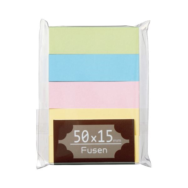 （まとめ）TANOSEE ふせん 50x15mm パステルアソート 1パック（5冊） [x30]