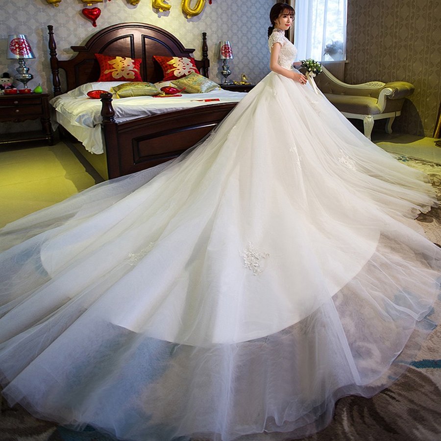 ウエディングドレス 安い 半袖 ロングドレス マタニティドレス 結婚式 エンパイア お呼ばれ ブライダル 二次会 花嫁 トレーンドレス 大きいサイズ 妊婦可