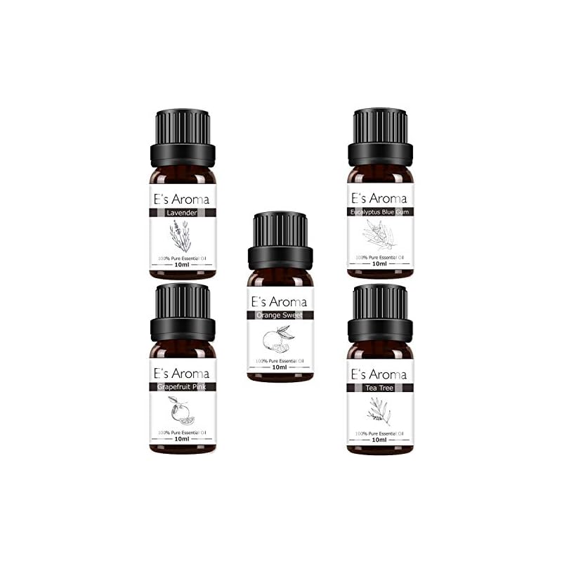 Es Aroma アロマオイルセット 100%純正 エッセンシャルオイル 厳選精油 10ml 5本セット プレゼントに最適 ラベンダー オレンジスウィート グレープフルーツピンク ティーツリー ユ