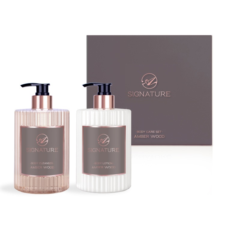 AROMACOS AMBER WOOD シグネチャー ボディウォッシュ アンバーウッド 500ml + シグネチャー ボディローション アンバーウッド 500ml