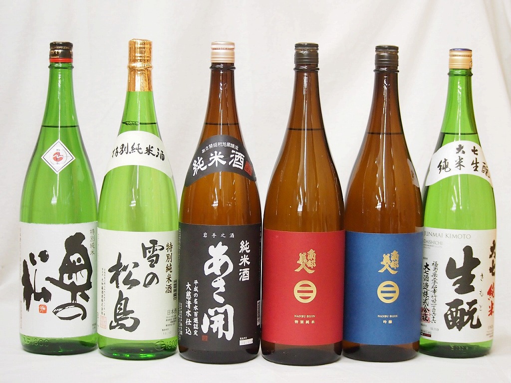 新東北日本酒6本セット(あさ開 昭和旭蔵 純米(岩手県) 奥の松 特別純米(福島県) 大七 生もと