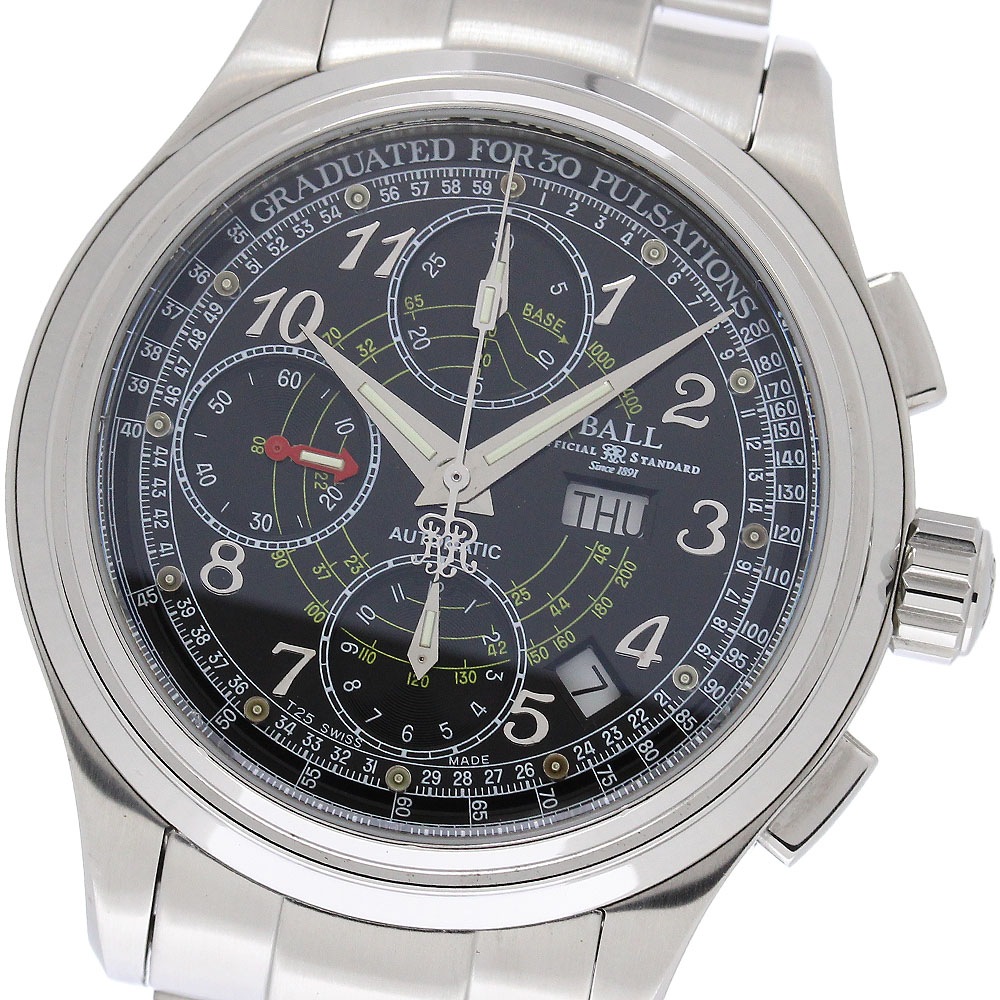 ボールウォッチ BALLWATCH CM1010D トレインマスター パルスメーター クロノグラフ 自動巻き メンズ 良品 _957090【中古】