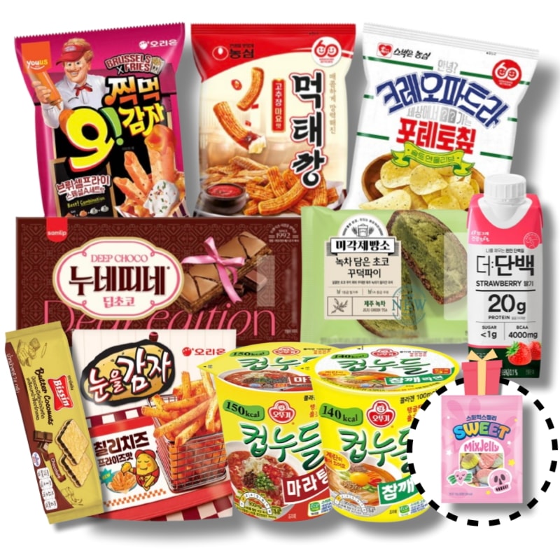 [韓国 コンビニ NEW 人気セット] GS25 おやつ パイ カップ ヌードル プロテイン ドリンク 全10種セット+GIFT スウィートミックス ゼリー 100g