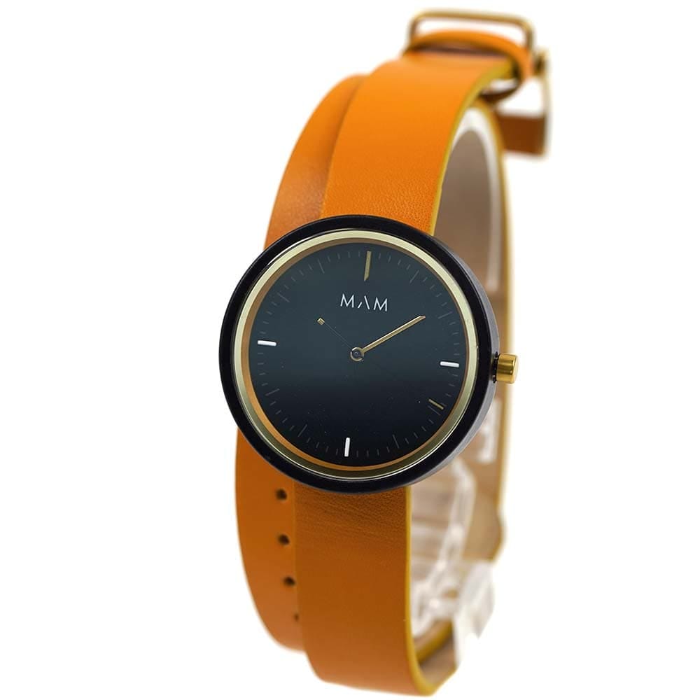 MAM マム 腕時計 レディース メンズ パック エクストラロング ベジタブルタンニンレザー サファイアガラス ウッドケース オレンジ ブラック Pack MAM693