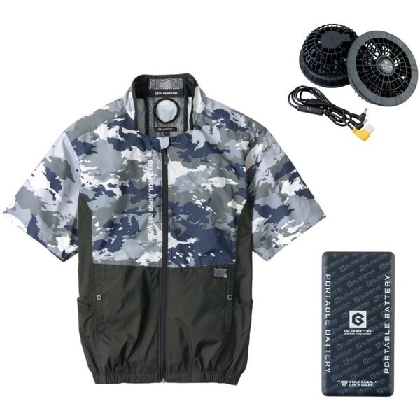 コーコス G244020 グレーカモ L ボルトクール LITE+ ファン付きウェア 半袖ブルゾン セット