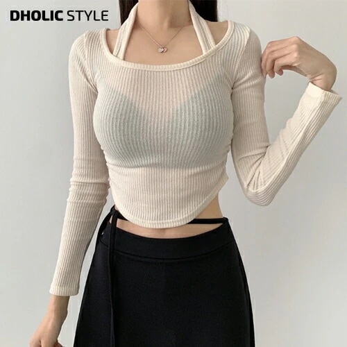 ホルターネックシャーリングTシャツ・p627659