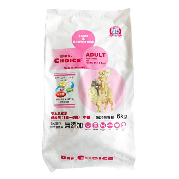 ドクターズチョイス 成犬用ドッグフードADULT ラム&玄米 6kg中粒