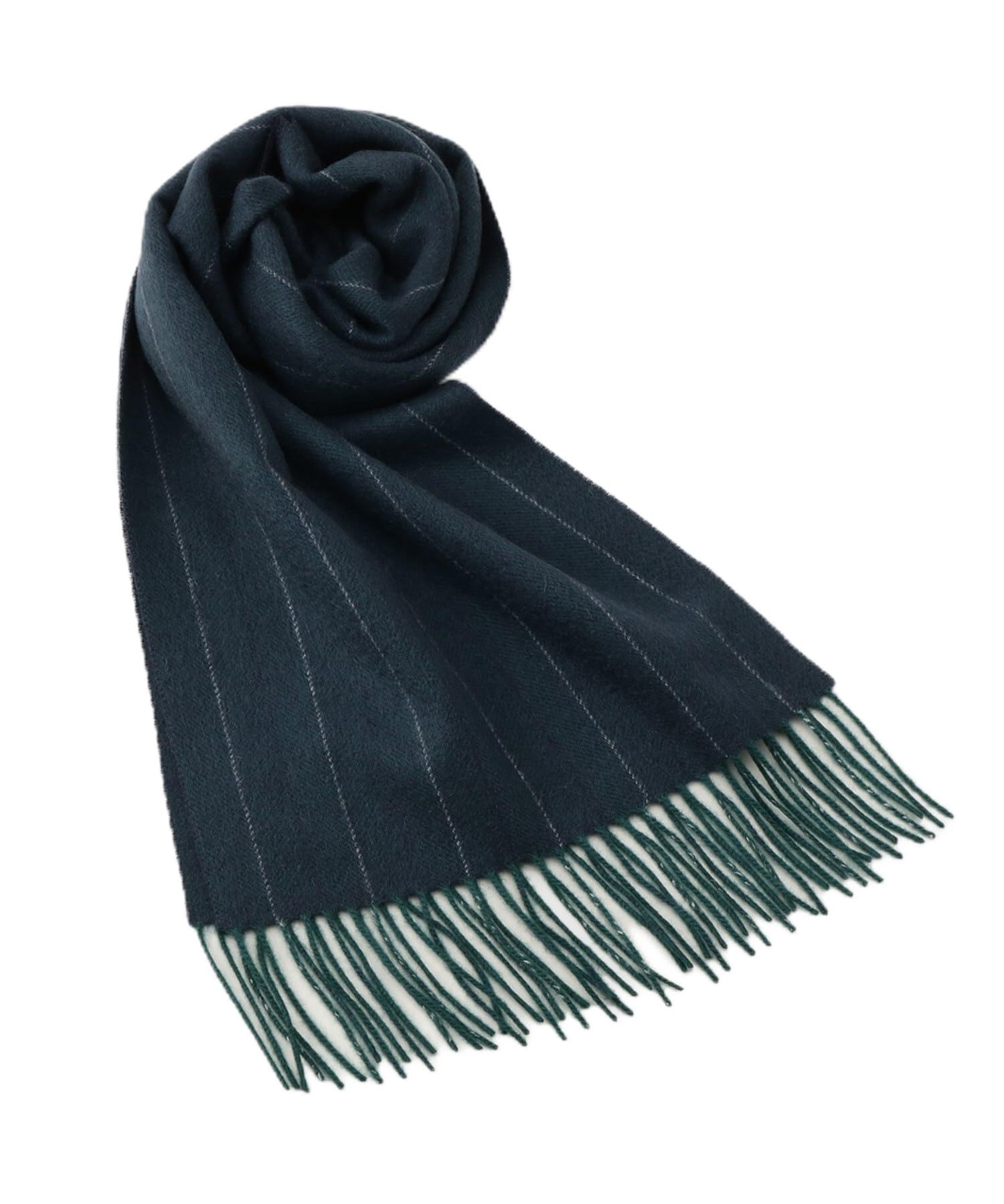 [タケオキクチ] 洗えるカシミヤ ヘリンボン ストライプ マフラー