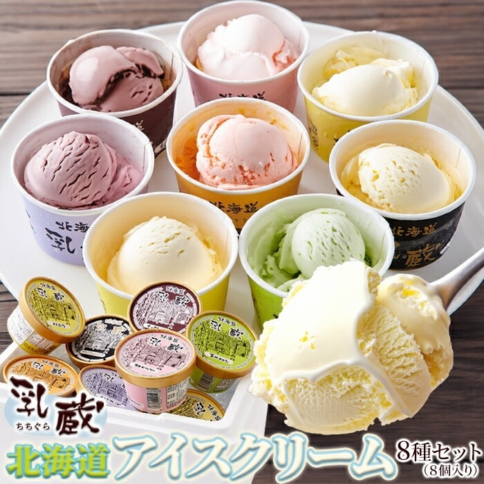 北海道アイス 8個セット 乳蔵 アイスクリーム アイス 詰め合わせ 産地直送 バニラ メロン ストロベリー ハスカップ クリームチーズ チョコレート 北海道産牛乳