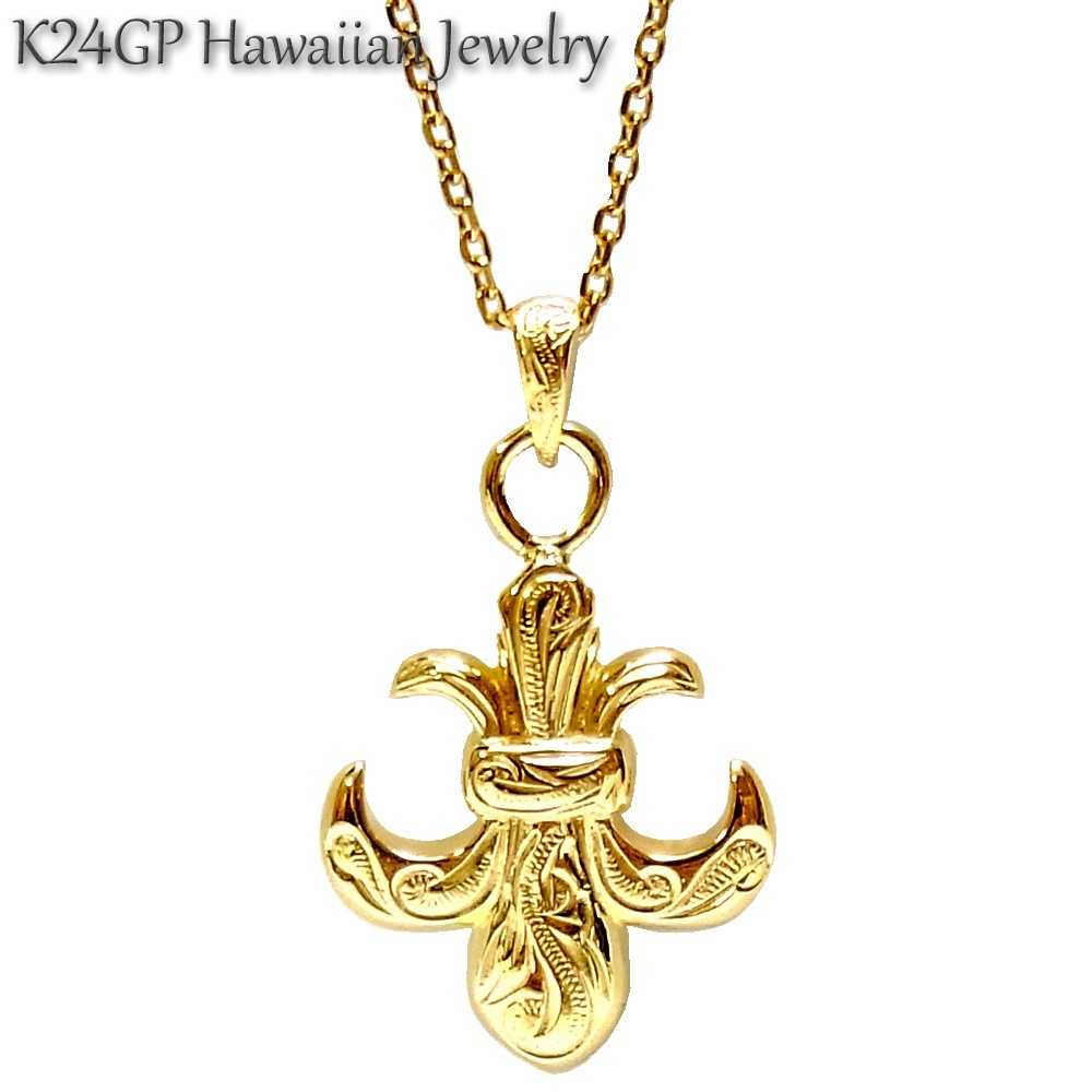 ハワイアンジュエリー ネックレス K24gp 24kgp K24gp K24 イエローゴールド メン