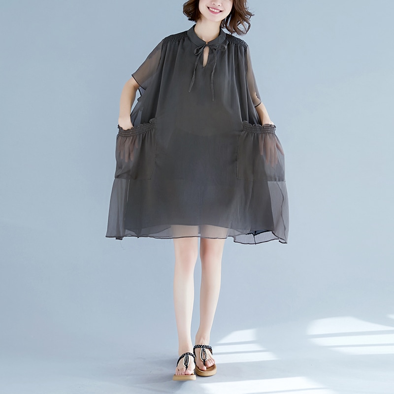 シフォンワンピース ワンピース フレアワンピース ワンピドレス ミニ ミニ丈 袖あり 半袖 フレア シフォン リボン 透け感 シースルー かわいい 大人可愛い きれいめ シンプル カジュアル 大人