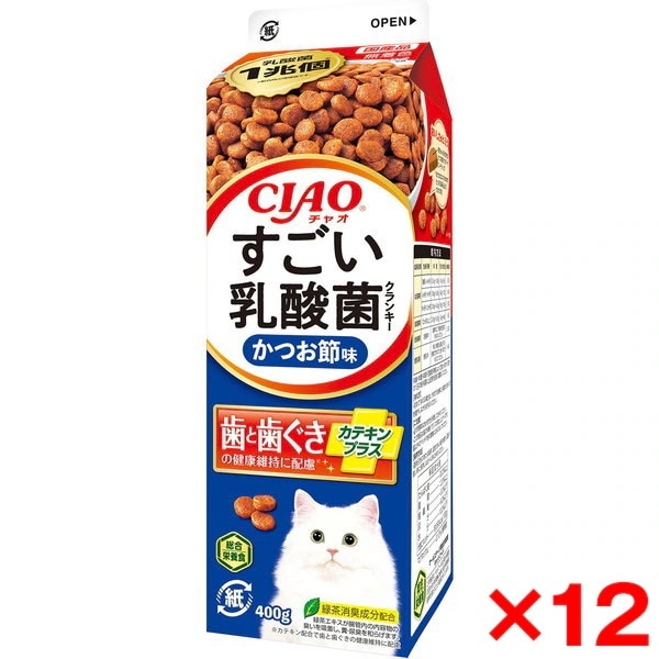 12個セット CIAOすごい乳酸菌クランキー牛乳パック かつお節味 400g