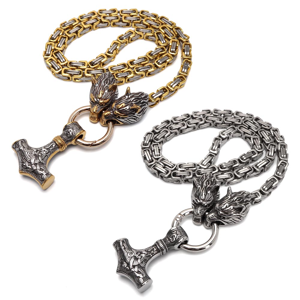 ステンレス 錨と双頭狼 ネックレス [n982]