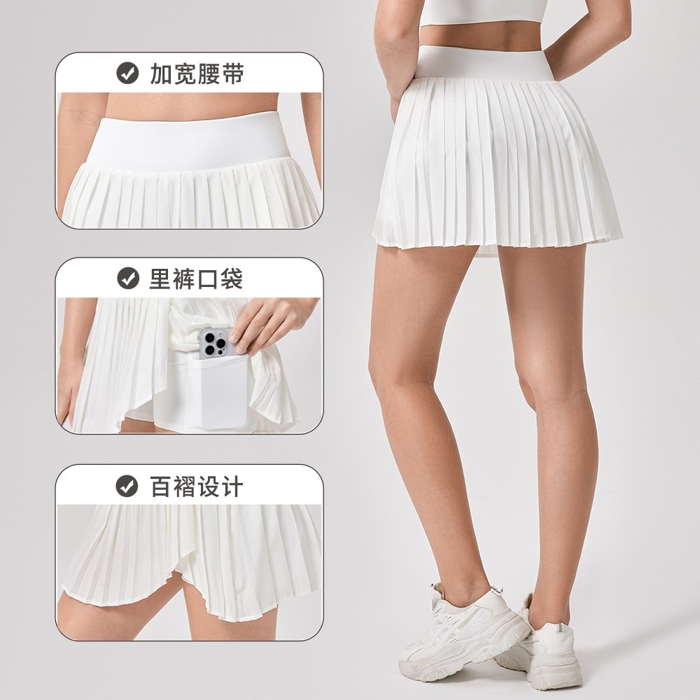 【1つ買うと20つ無料】テニススカート女性のためのテニススカートプリーツスカートヨガスポーツショートスカートフェイク2ピースアンチエッジュアランニングフィットネススカート