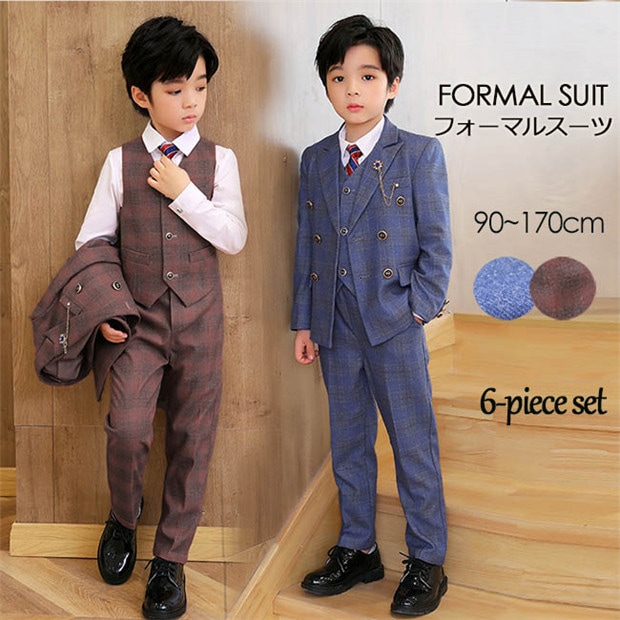 子供スーツ 6点セット フォーマル スーツ キッズ 男の子 発表会 入学式 入園式 こども 子供服フォーマルスーツ キッズスーツ 七五三 ベビースーツ 結婚式 卒園式 卒業式 小学生 保育園 90cm