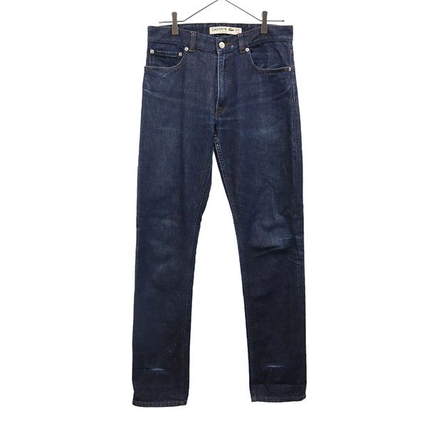 ロゴパッチ ストレートデニムパンツ w30 ネイビー ジーパン メンズ