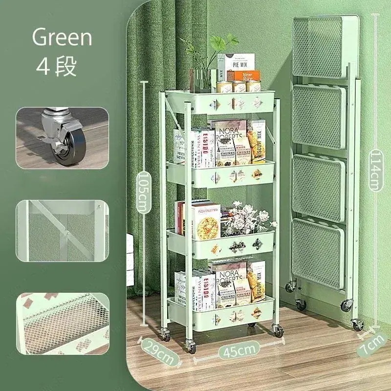 2つ買うと200オフカーボン材質収納ワゴン　キャスター付き　移動自由な収納ワゴン　収納ラック　小物収納ワゴン　キッチン収納　組み立て必要なし　折り畳み式収納ワゴン