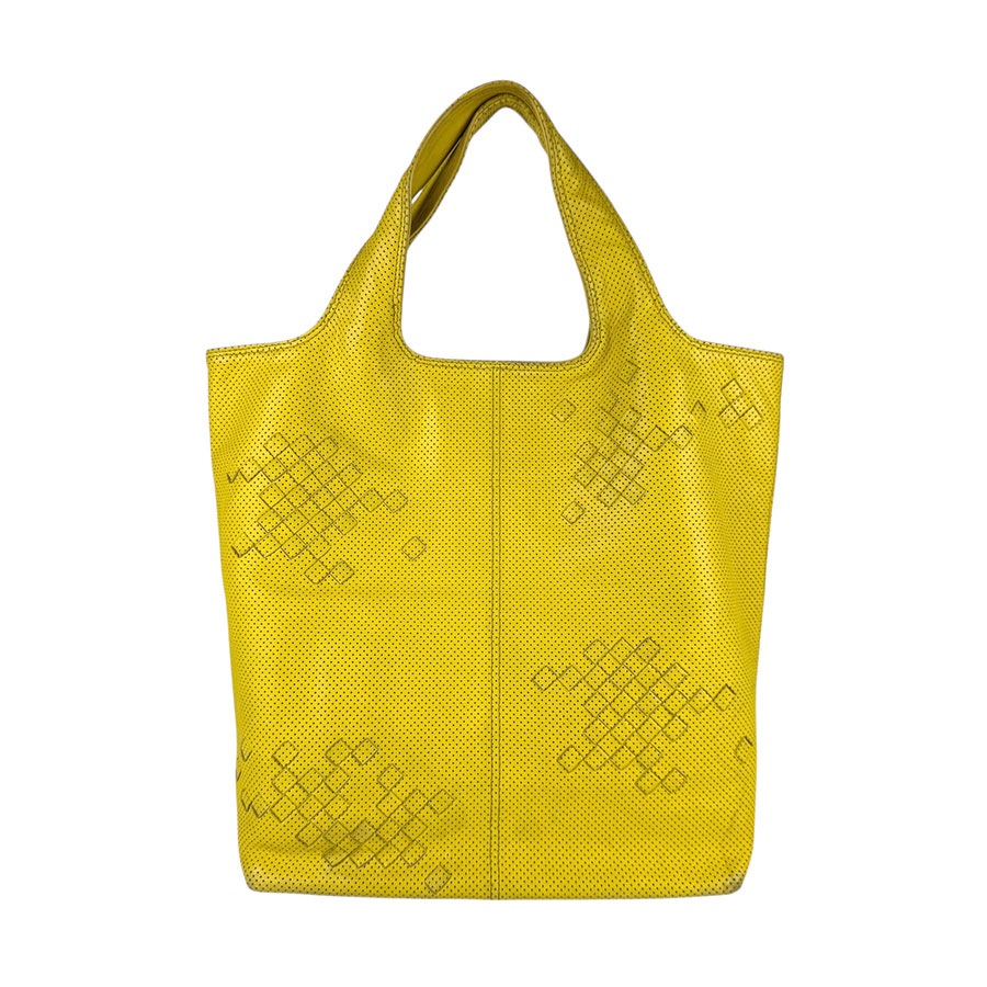 ボッテガヴェネタ BOTTEGAVENETA ハンドバッグ イントレチャート レザー イエロー レディース z5265