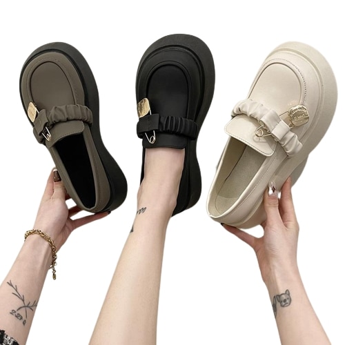 本革の英倫の小さな革靴女性春秋百合レトロで甘くクールな厚底フレンチマリン 5,393円