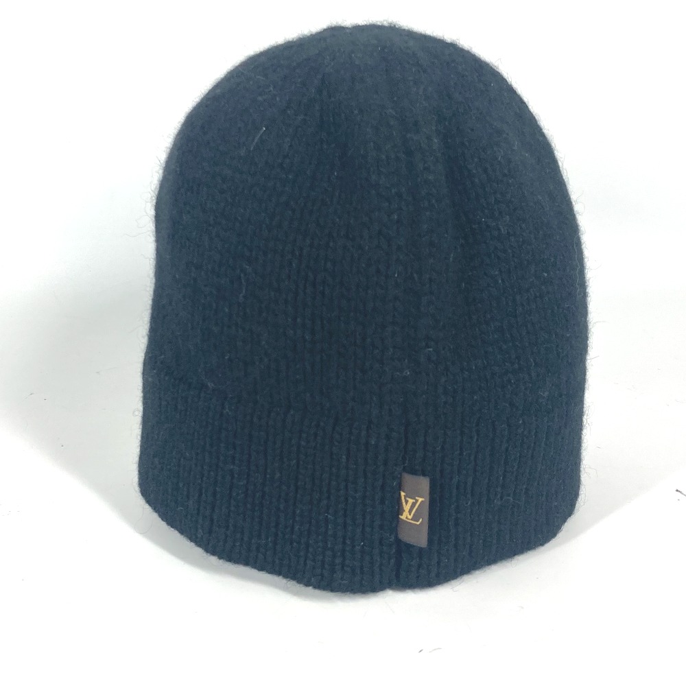 ニット帽 LVロゴ ビーニー 帽子 ニット帽 ニットキャップ ウール ブラック