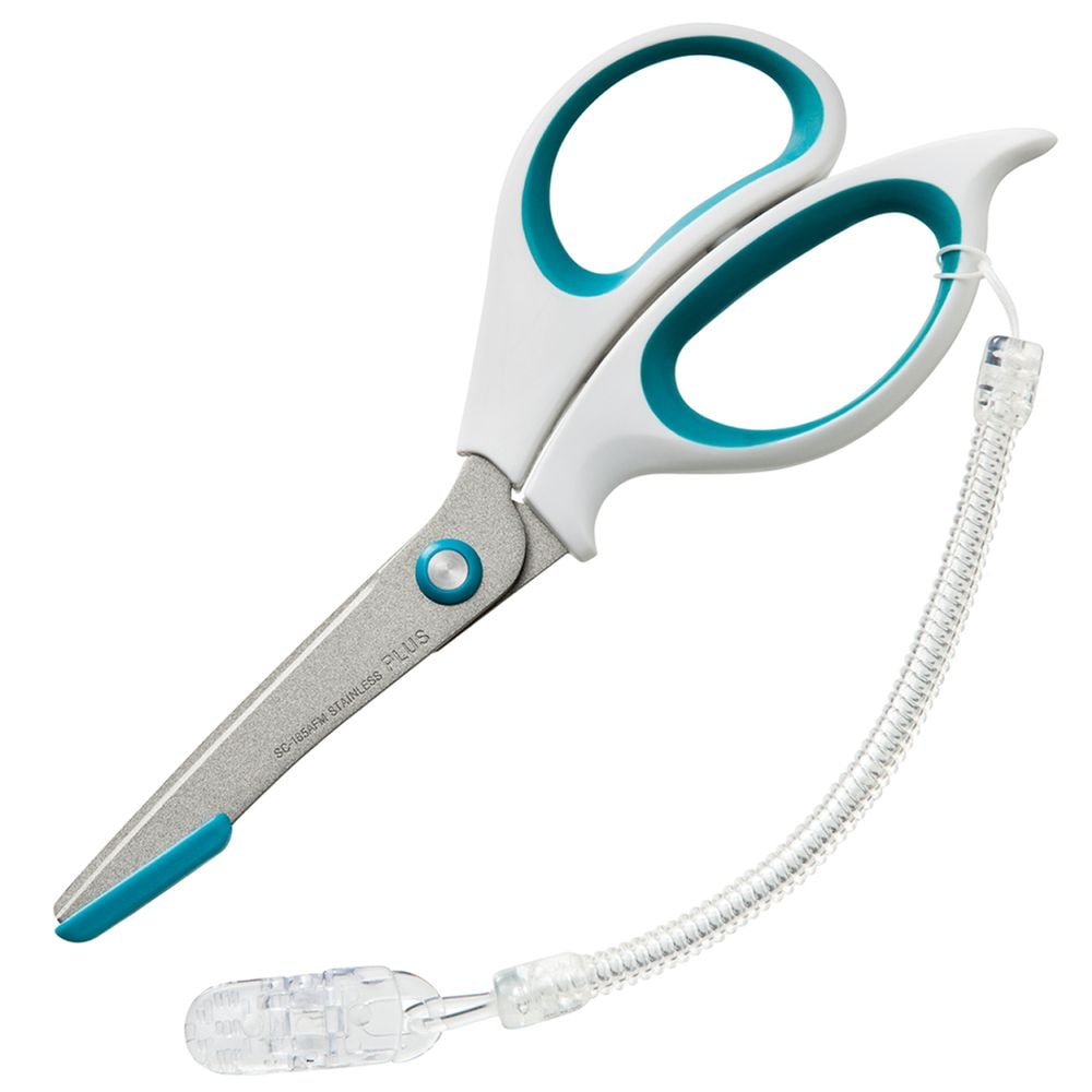 （まとめ買い）はさみ フィットカット ナースハサミ 安全ガイド/ コイルストラップ付き ホワイト/ブルー SC-165AFM [x3]