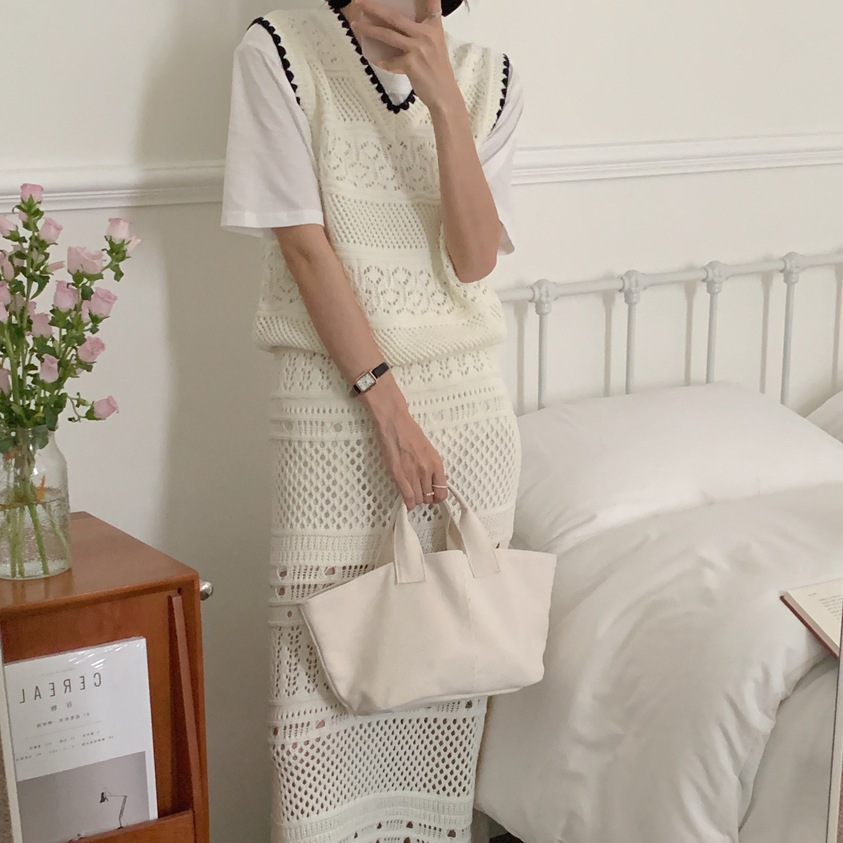 トップス スカート セットアップ レディース サマーニットベスト タッセル スカート ワイド 個性的 人気 通販 春服 夏服 ミモレ ノースリーブ Vネック SNS 映え モテ 楽ちん 涼し 6,142円