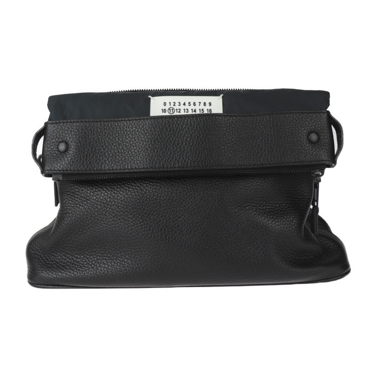 美品 Maison Margiela メゾン マルジェラ ショルダーバッグ S55WG0125 P1858 バッグ 鹿革×ナイロン ブラック シルバー金具 2WAY クラッチバ【本物保証】