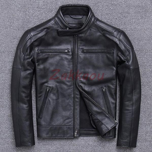 メンズ革ジャン 本革　秋冬　レザージャケット ライダースジャケット ビンテージ 立ち襟 おしゃれ バイクウェア シングル 男性用 防寒防