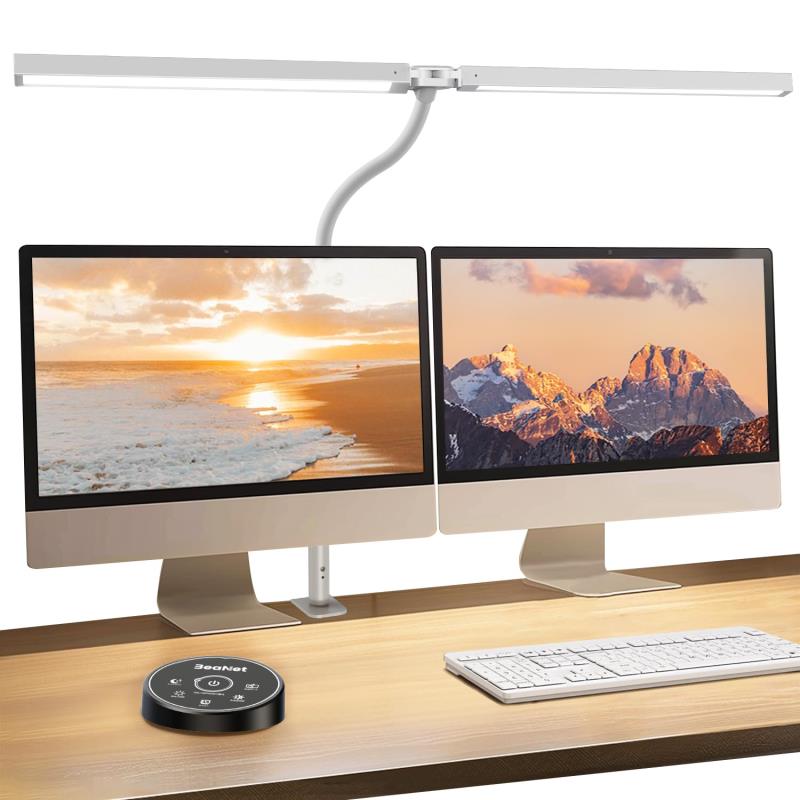 デスクライト LED 「無線リモコン・ダブル光源・幅800mm・24W・2000Lx」 5段階調光調色 電気スタンド クランプ「PSE認証済」 幅広 スタンドライト 多角度調節 卓上ライト 目に優しい