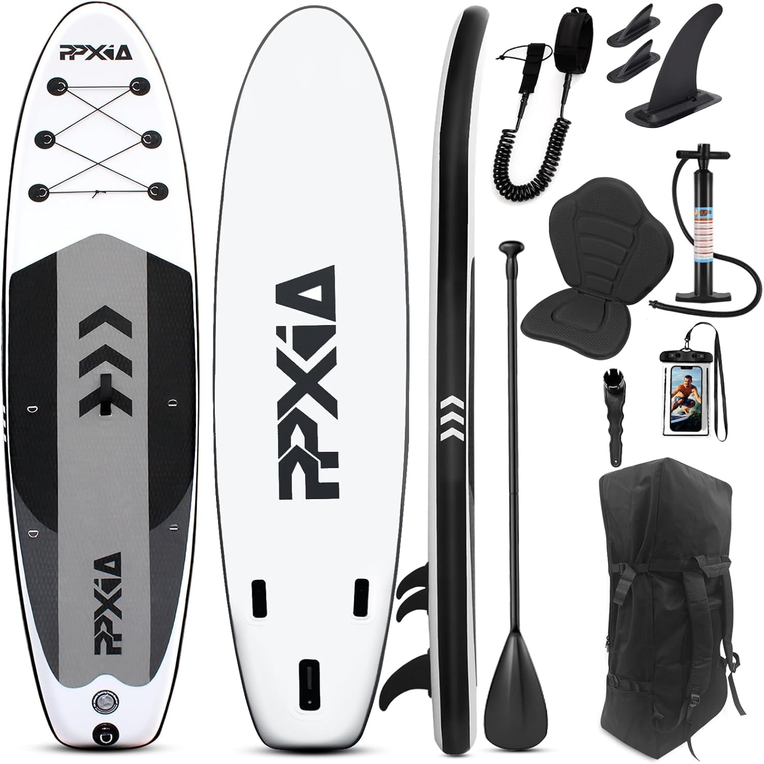 PPXIATO SUP ボード インフレータブル パドル耐荷重量200kg ボード カヤックシート付け 長320cm 幅82cm 厚15cm 両用パドル スタンドアップパドルボード 初心者 supセッ