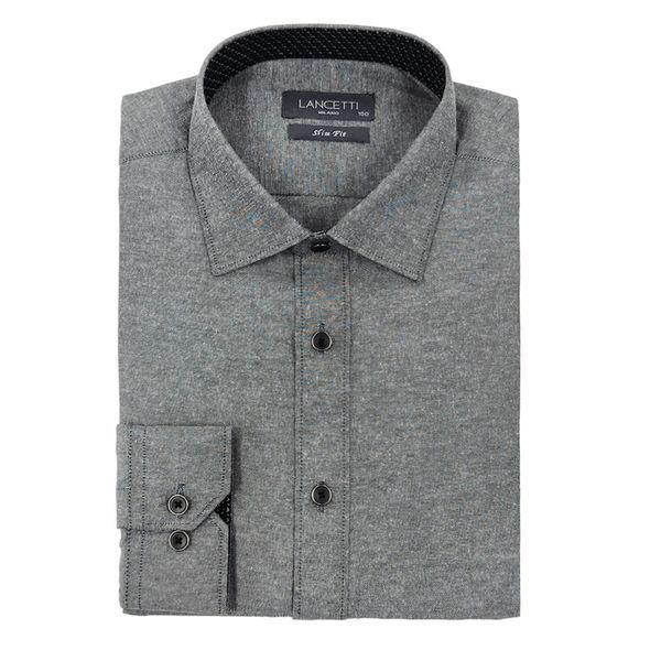 MARIO綿混紡ダークグレー長袖シャツ_P412776074