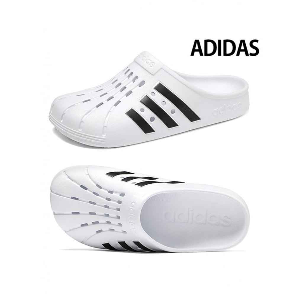 アディダス アディレッツ クログ スリッパ 白黒 FY8970