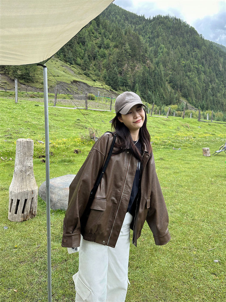 24 新 ライダースジャケットアウター ゆったり ショート pu レザージャケット 韓国ファッション 流行り トップス 革ジャンレディース 着痩せコートジャケット